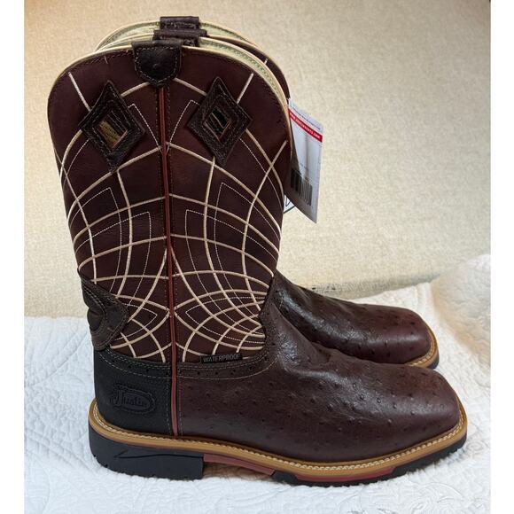 Justin Men\'s Brown 13D NWT Derrickman Ostrich EH Composite Toe Wellington Boots main image 10